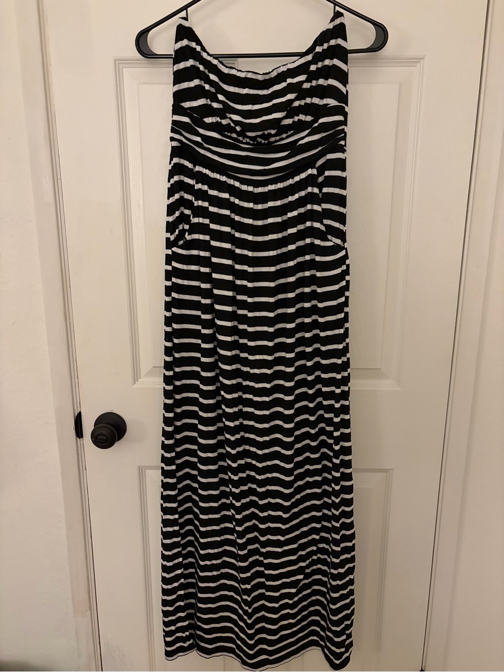 Windsor Black & White Striped Strapless Maxi Dress